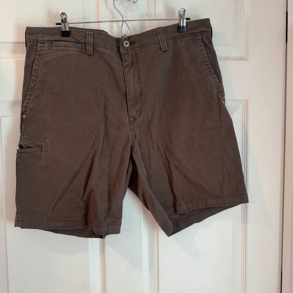 Duluth Trading Co Shorts Mens 36 Brown Flex Ballroom Khakis Relaxed Fit 5540